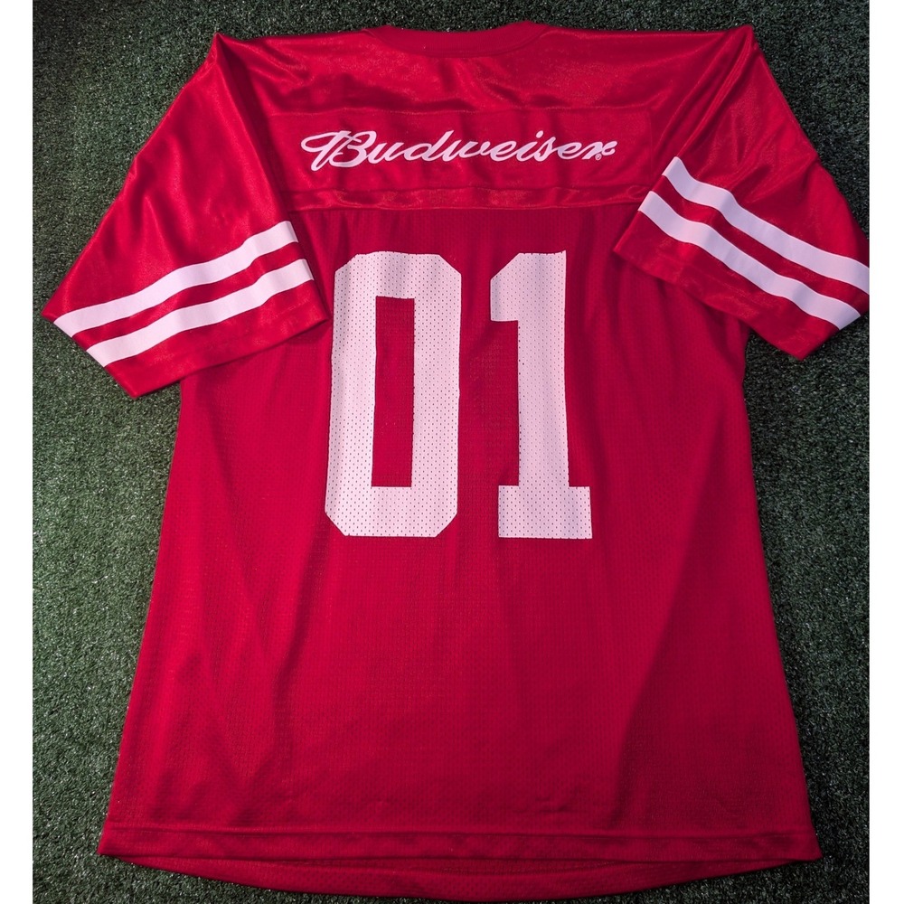 Vintage Budweiser Football Jersey Red Mesh 01 King of Beers Mens XL JJM